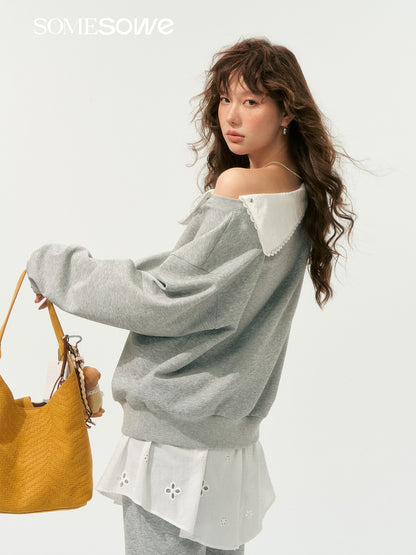 SOMESOWE S2508195&amp;S2508197 One shoulder hoodie + pants set