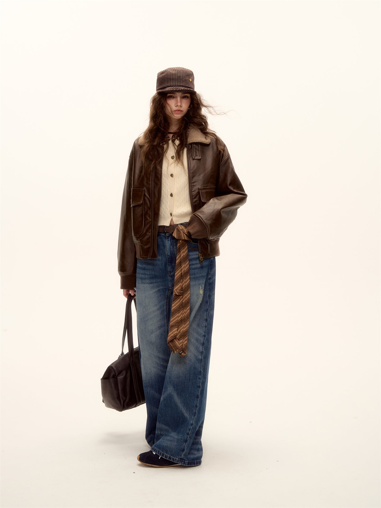 AsGony ASG25459 Plush collar spliced jacket