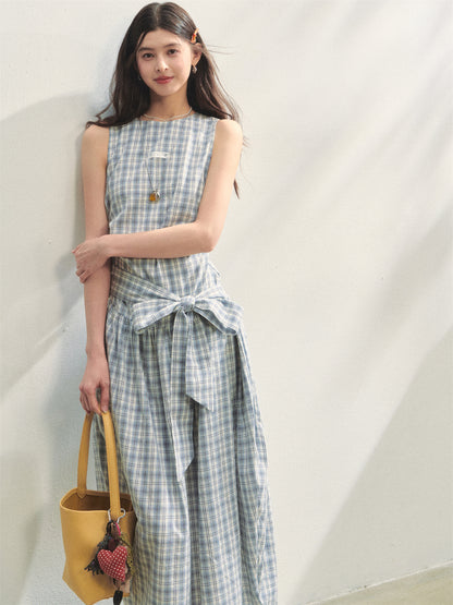 AsGony ASG25259 Plaid strap vest dress