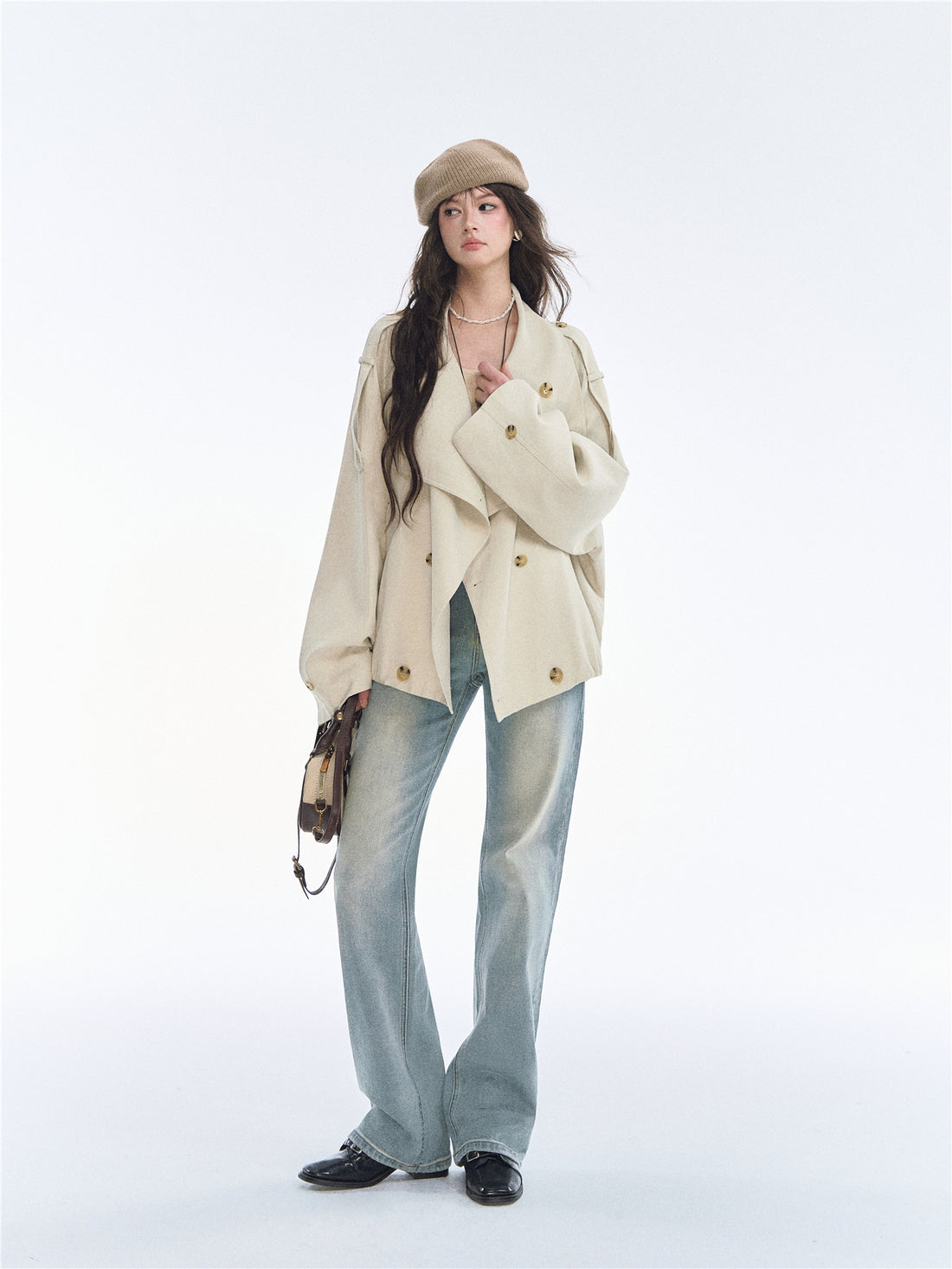Asgony ASG26524 Bow Embroidered Low-Rise Jeans