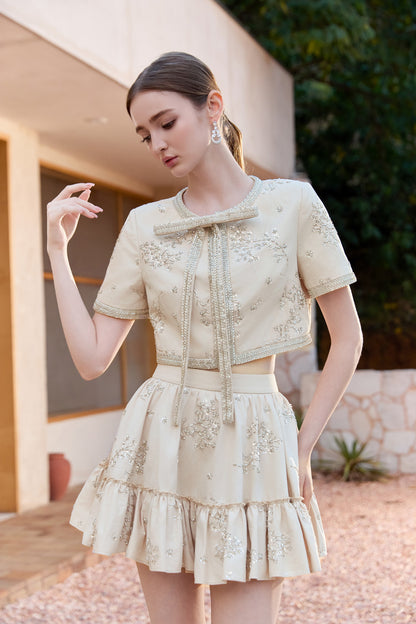 Wardrobes by chen Heavy industry bead embroidered bow top