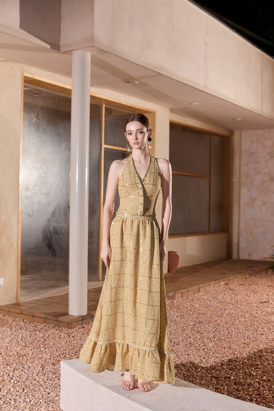 Wardrobes by chen Tweed halter neck top + skirt set