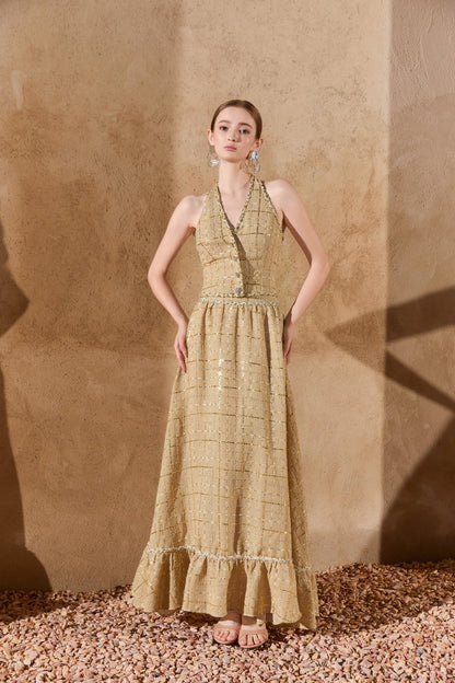 Wardrobes by chen Tweed halter neck top + skirt set