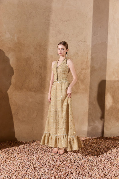 Wardrobes by chen Tweed halter neck top + skirt set