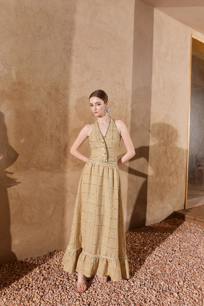 Wardrobes by chen Tweed halter neck top + skirt set