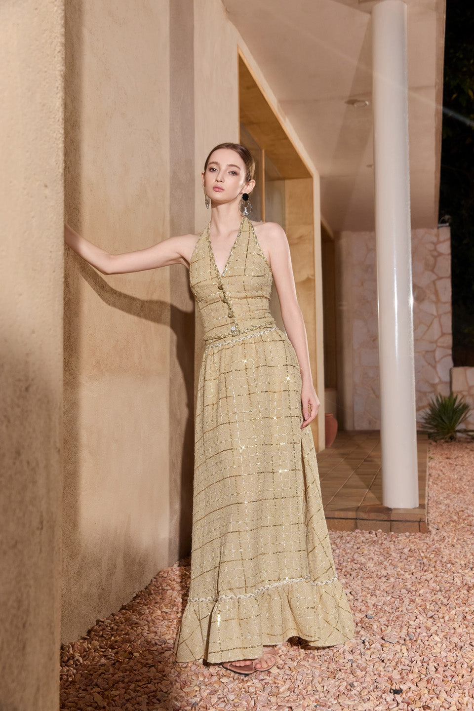 Wardrobes by chen Tweed halter neck top + skirt set