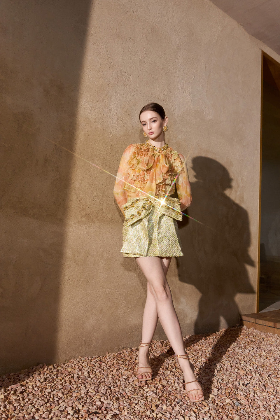 Wardrobes by chen Multi-layer lace shirt + skirt set