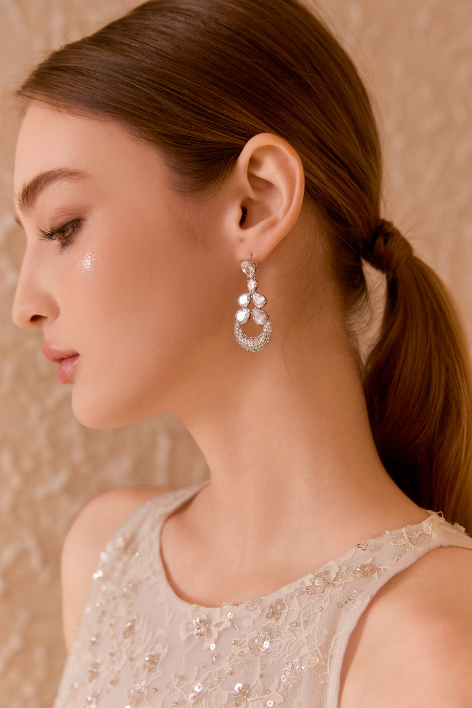 Wardrobes by chen Zircon full diamond hollow earrings