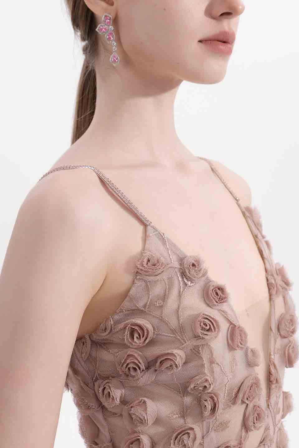 Wardrobes by chen Dried rose deep V dress