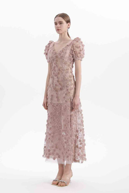 Wardrobes by chen Dried rose bubble sleeves dress