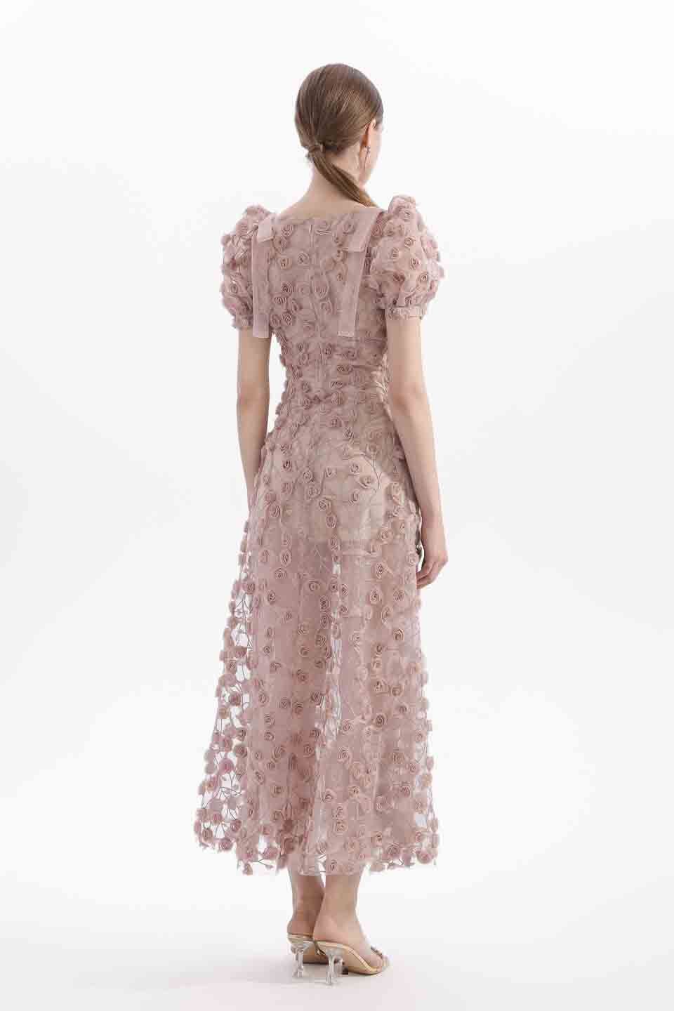 Wardrobes by chen Dried rose bubble sleeves dress