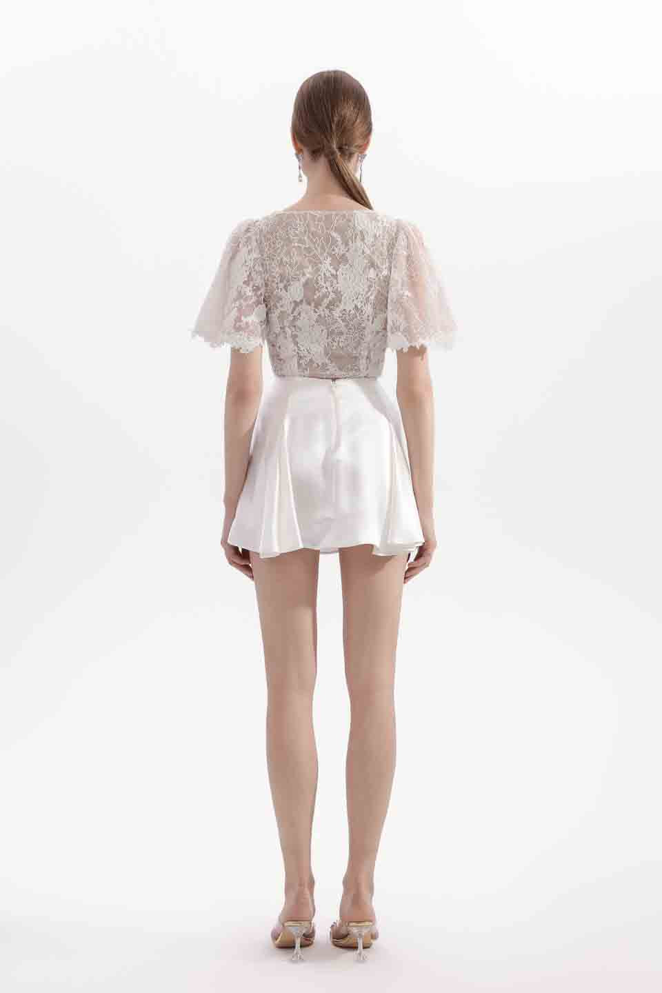 Wardrobes by chen Pearl embroidered lace top + skirt set