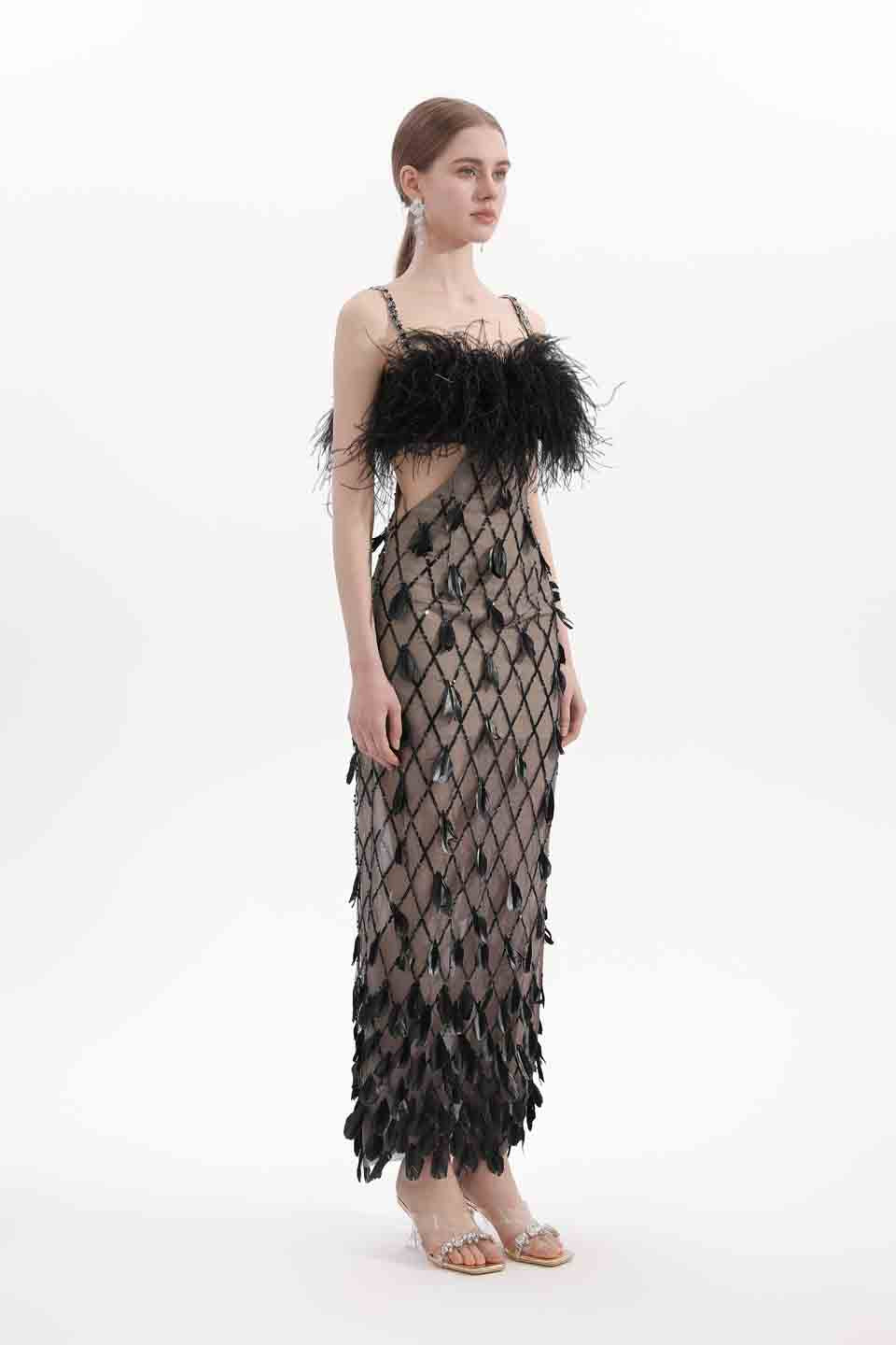 Wardrobes by chen Black feather bead dress