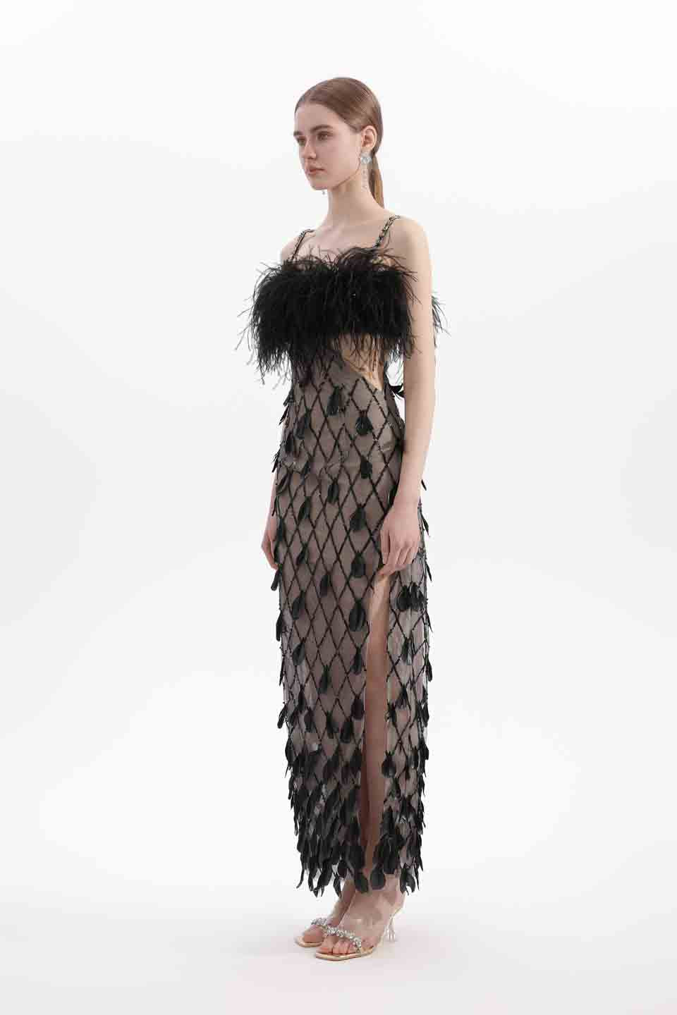 Wardrobes by chen Black feather bead dress