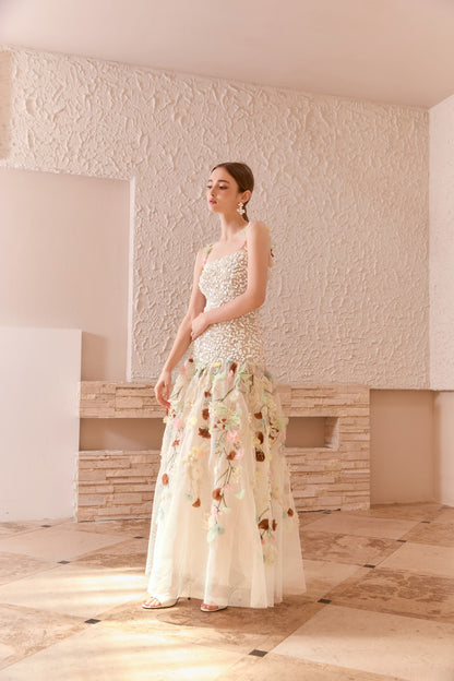 Wardrobes by chen 3D embroidered bead strap dress