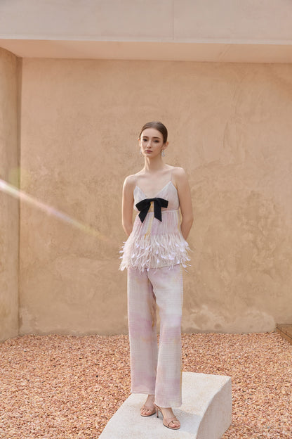 Wardrobes by chen Tie dye handmade feather camisole top + pants set