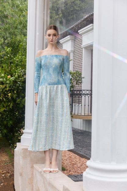 Wardrobes by chen Tie dye elastic slim gradient dress