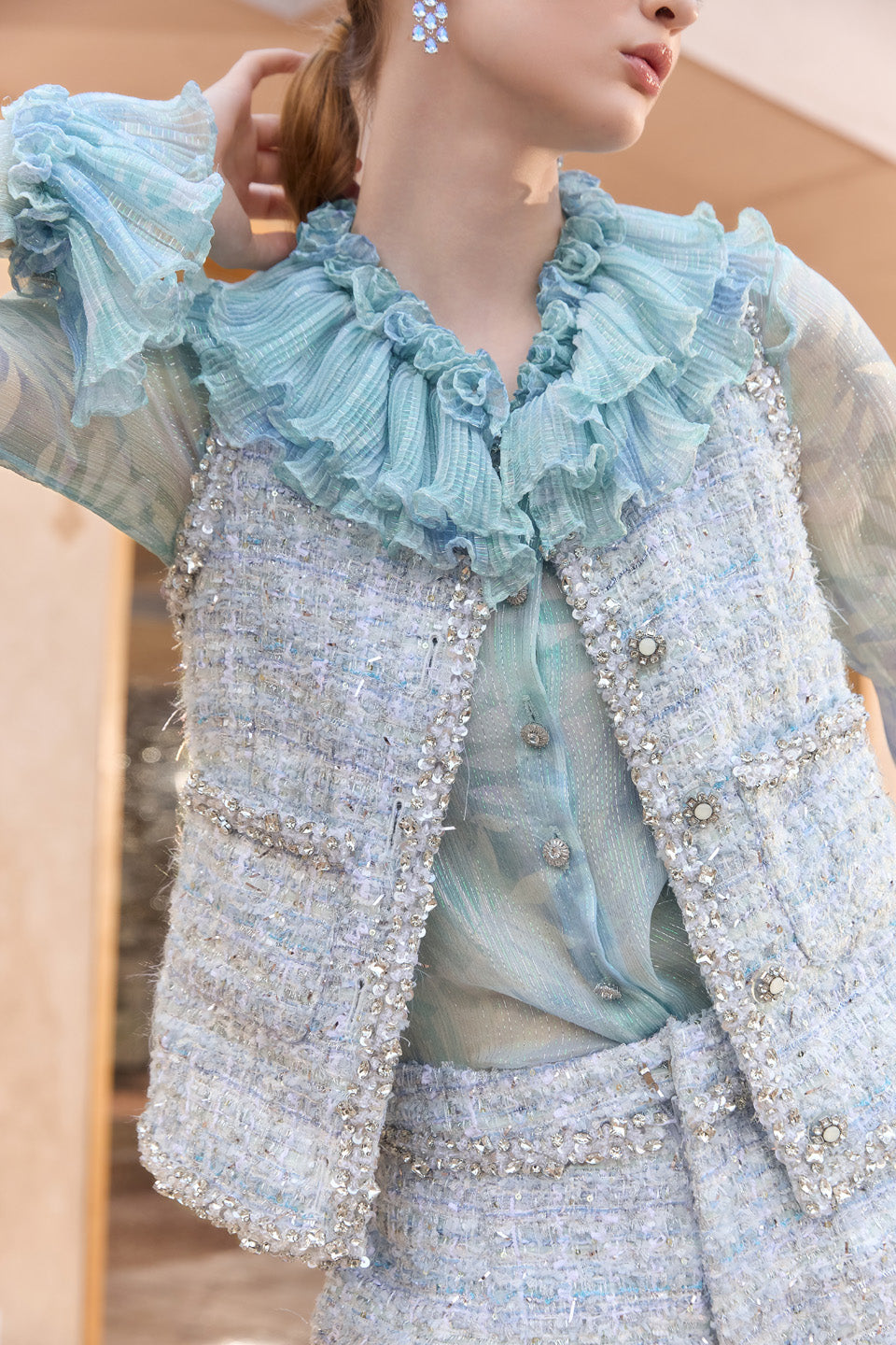 Wardrobes by chen Haze blue woven tweed set