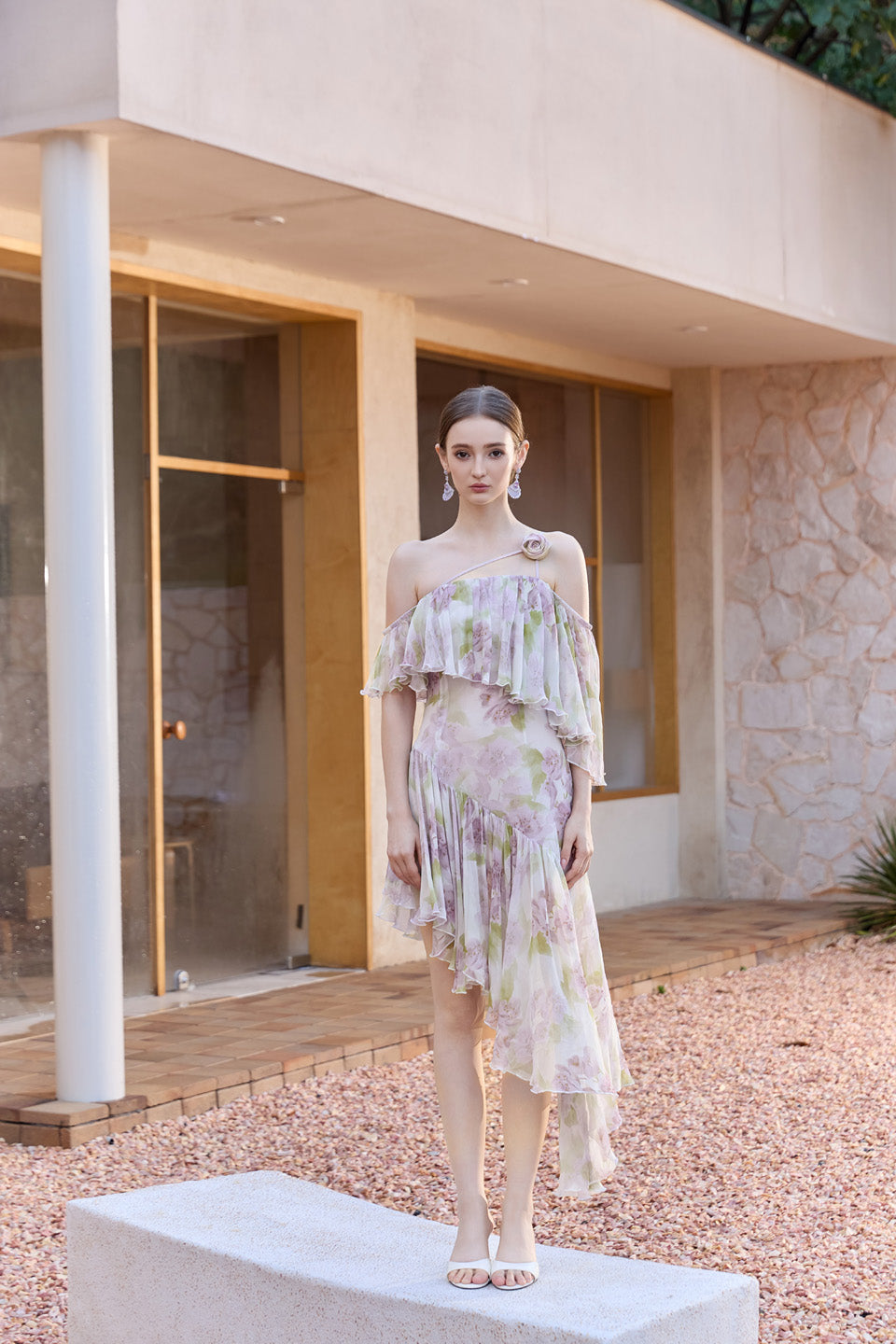 Wardrobes by chen Purple irregular handmade rose dress