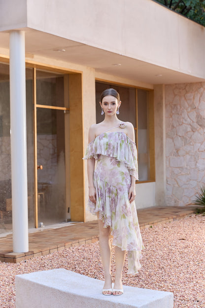 Wardrobes by chen Purple irregular handmade rose dress