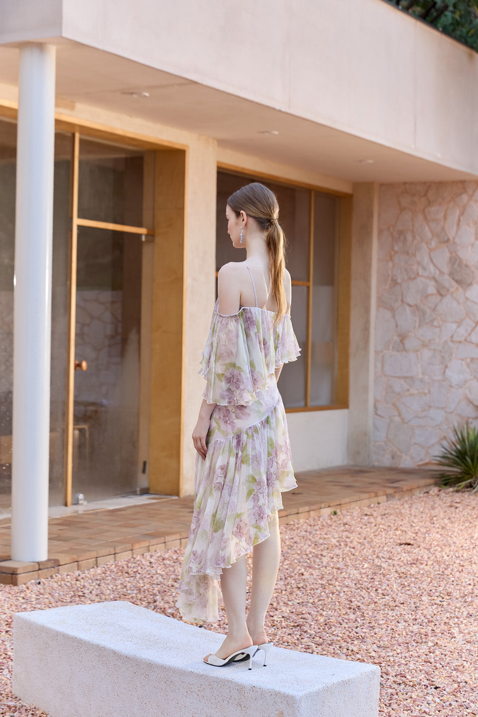 Wardrobes by chen Purple irregular handmade rose dress