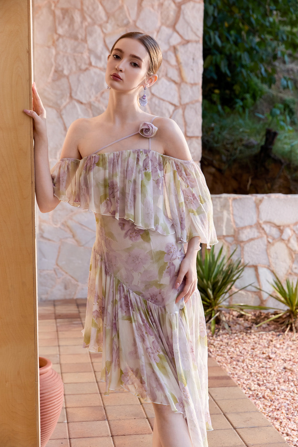 Wardrobes by chen Purple irregular handmade rose dress