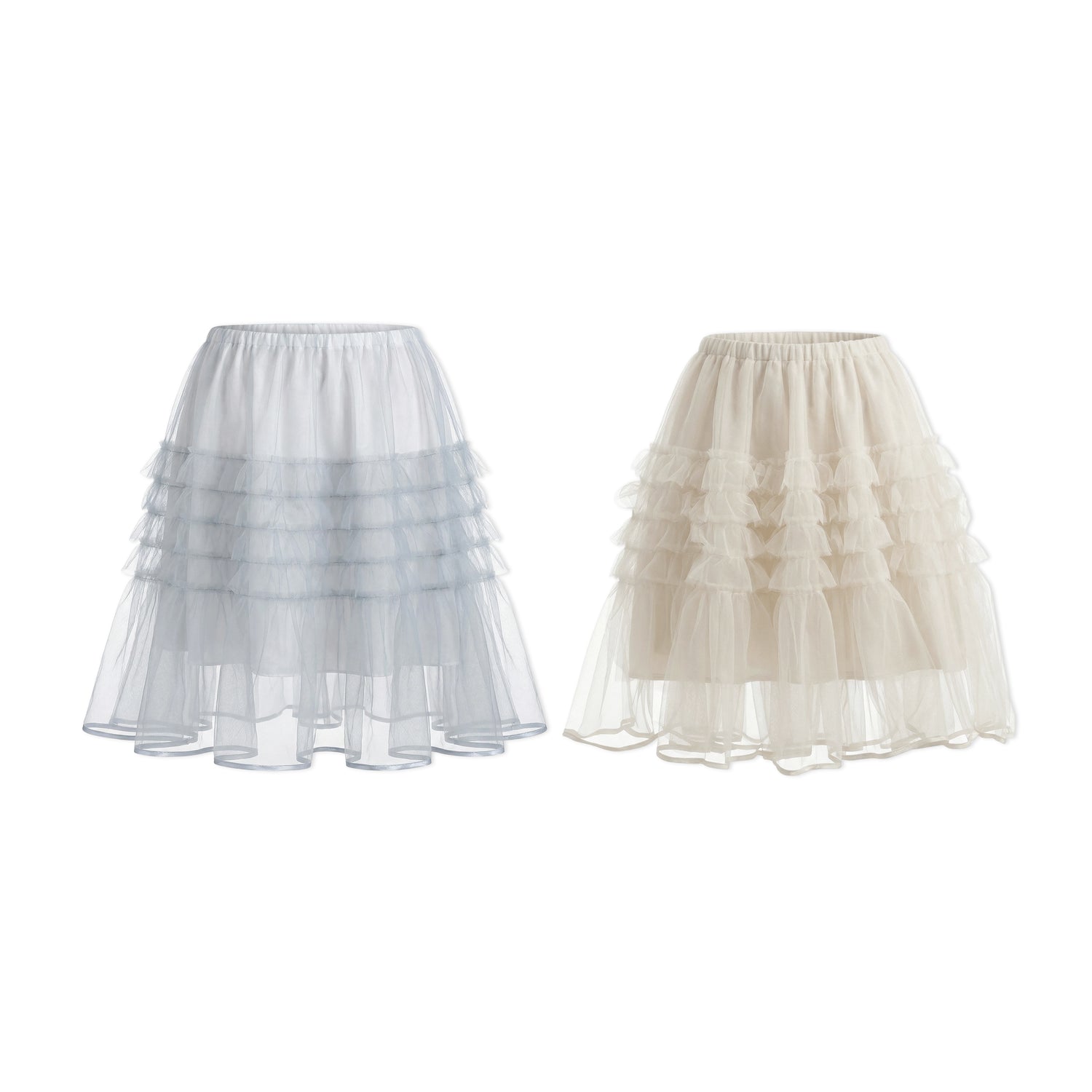 16DEWS 16D26125 High waisted A-line mesh cake skirt