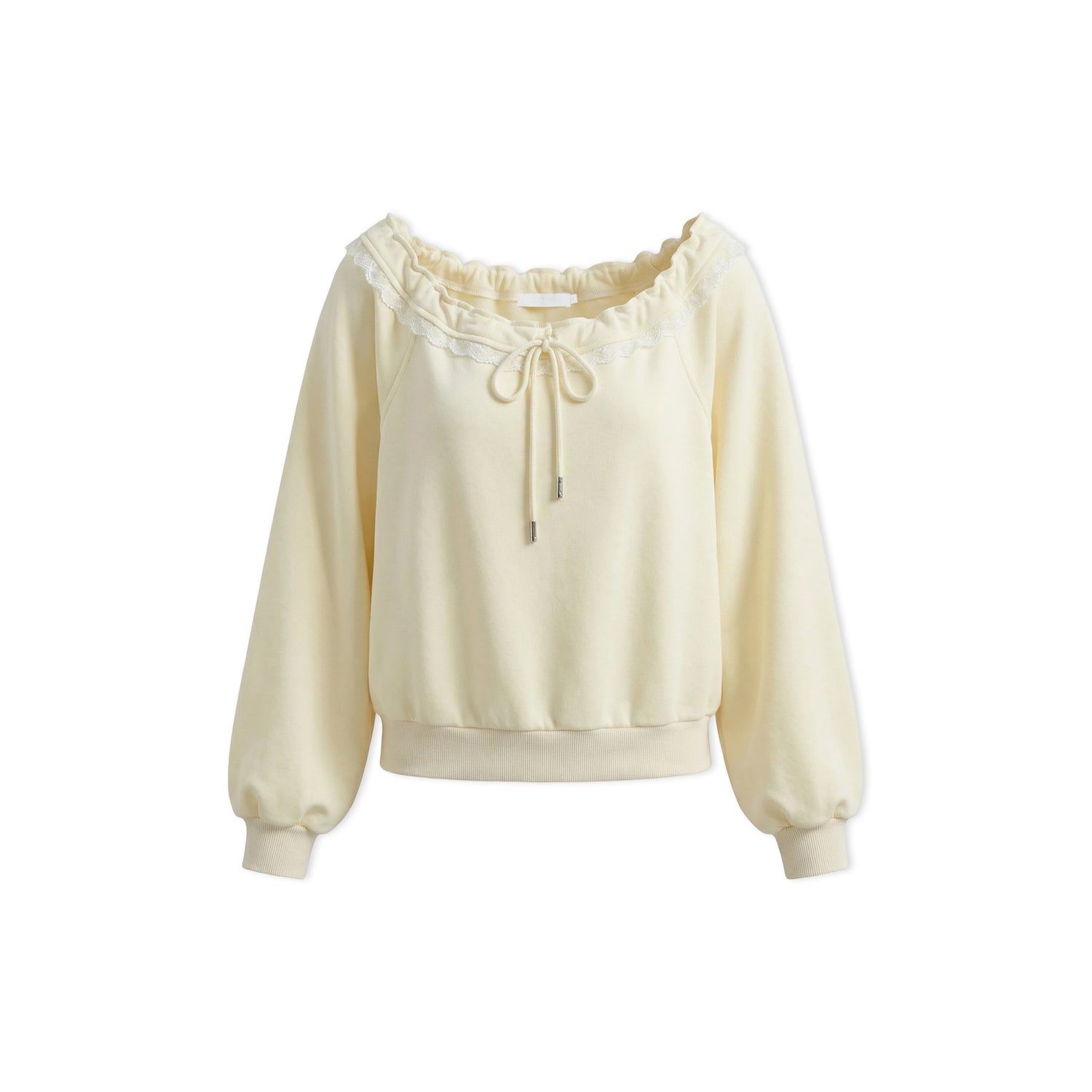 16DEWS 16D26043 Lace patchwork loose hoodie