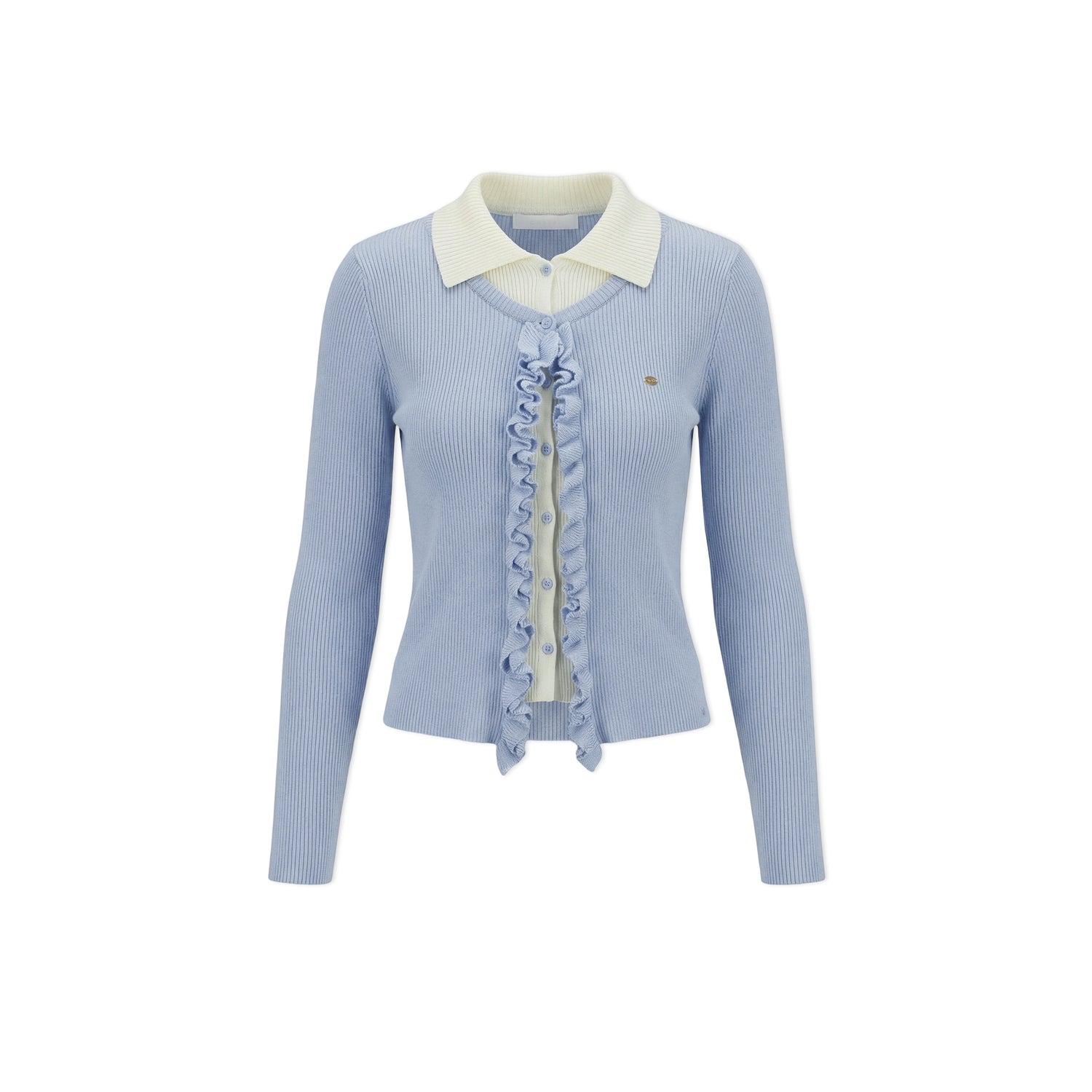 16DEWS 16D26124 Fake two piece lace collared knitted sweaters