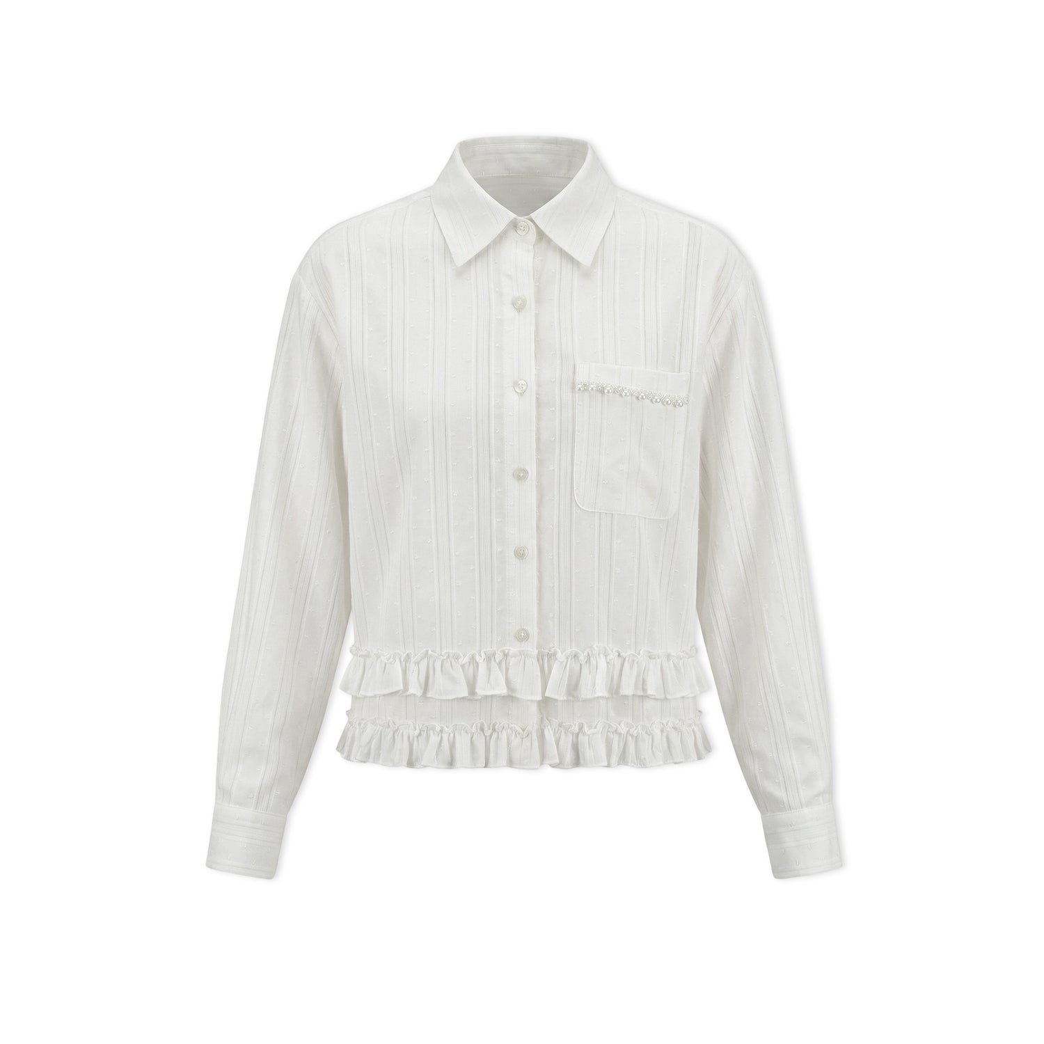 16DEWS 16D26044 Texture based black fungus lace patchwork shirt