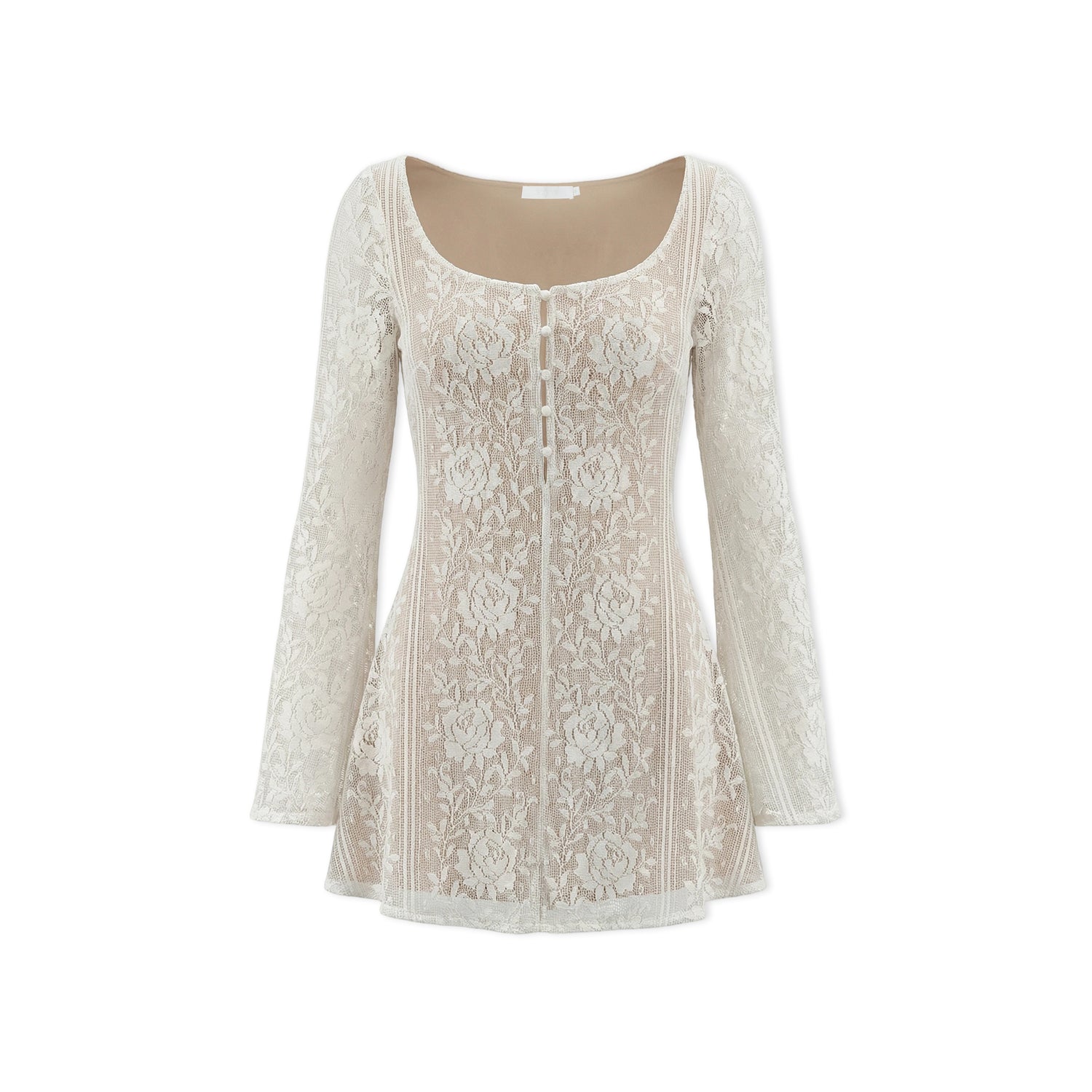 16DEWS 16D26053 Hollow jacquard lace slim fit A-line dress