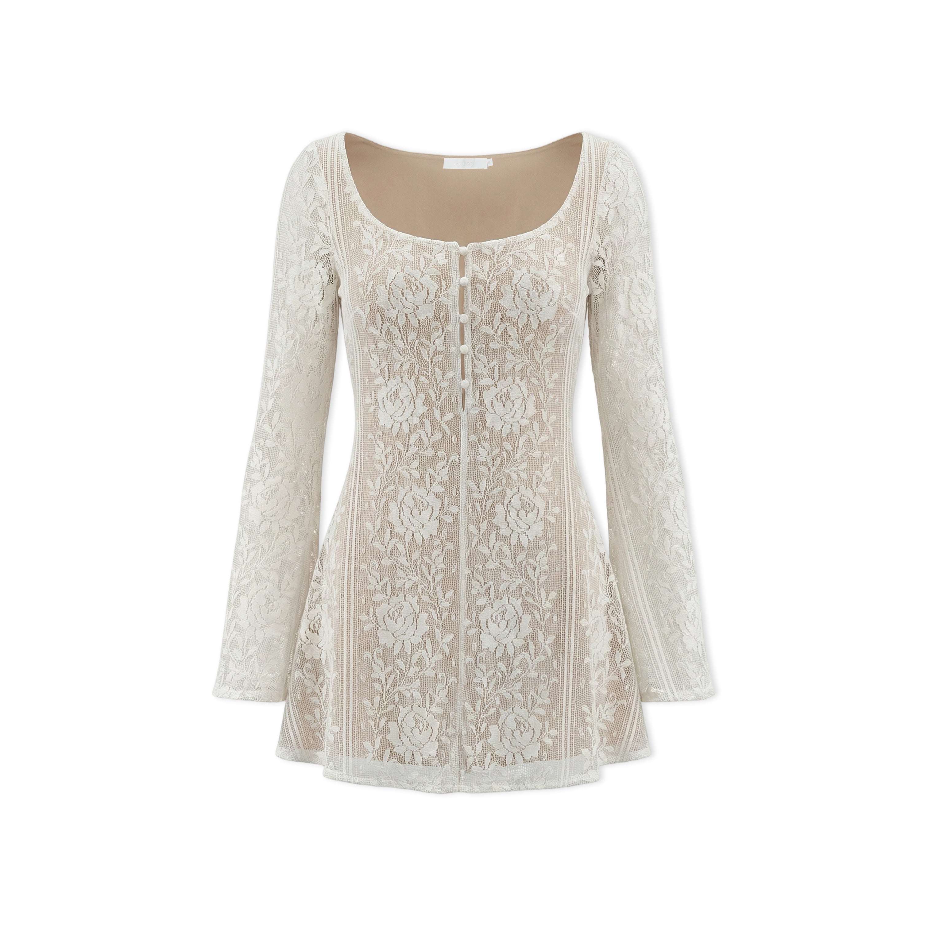 16DEWS 16D26053 Hollow jacquard lace slim fit A-line dress