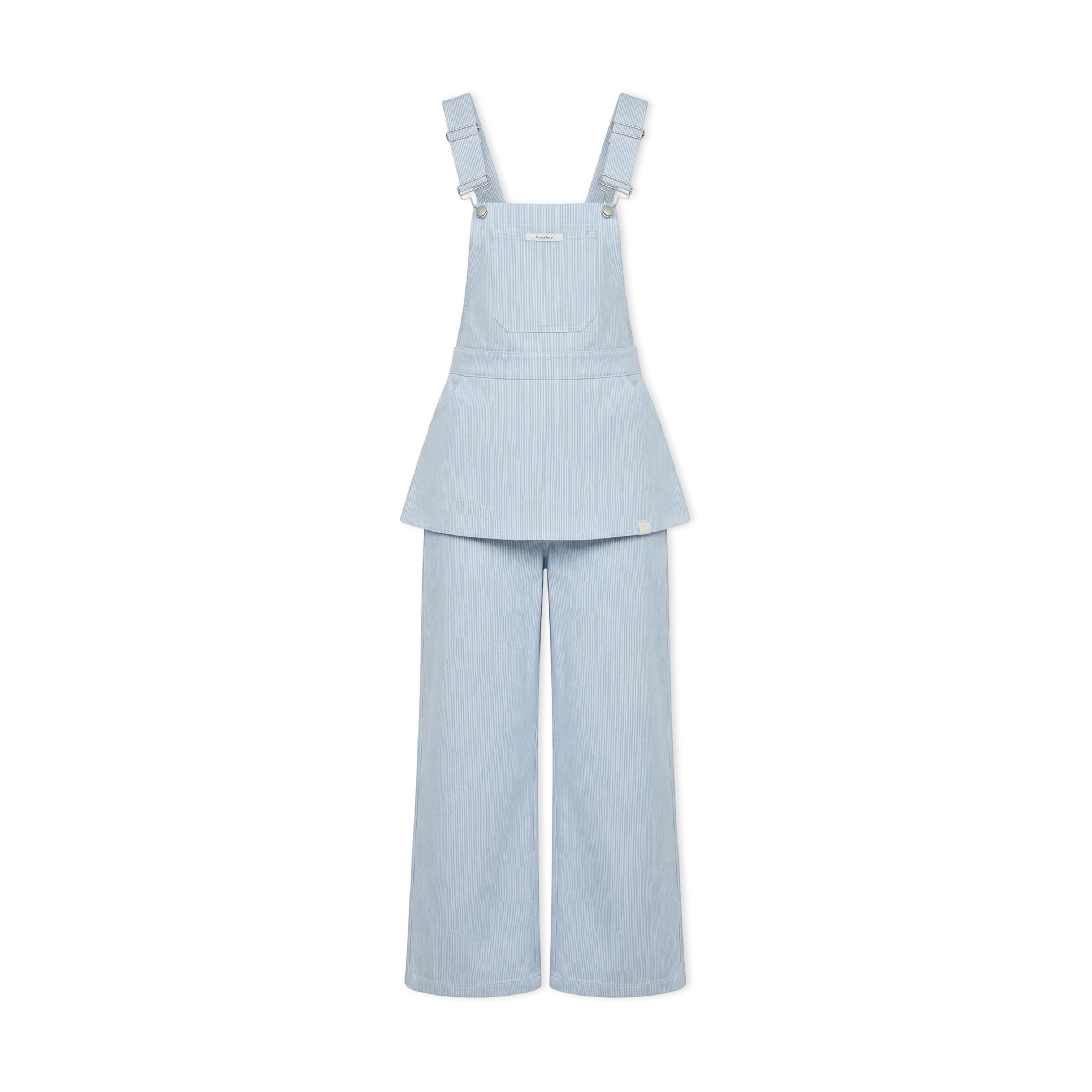 16DEWS 16D26061 Blue and white striped loose overalls