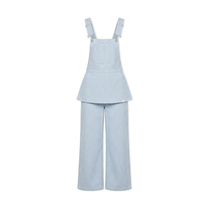 16DEWS 16D26061 Blue and white striped loose overalls