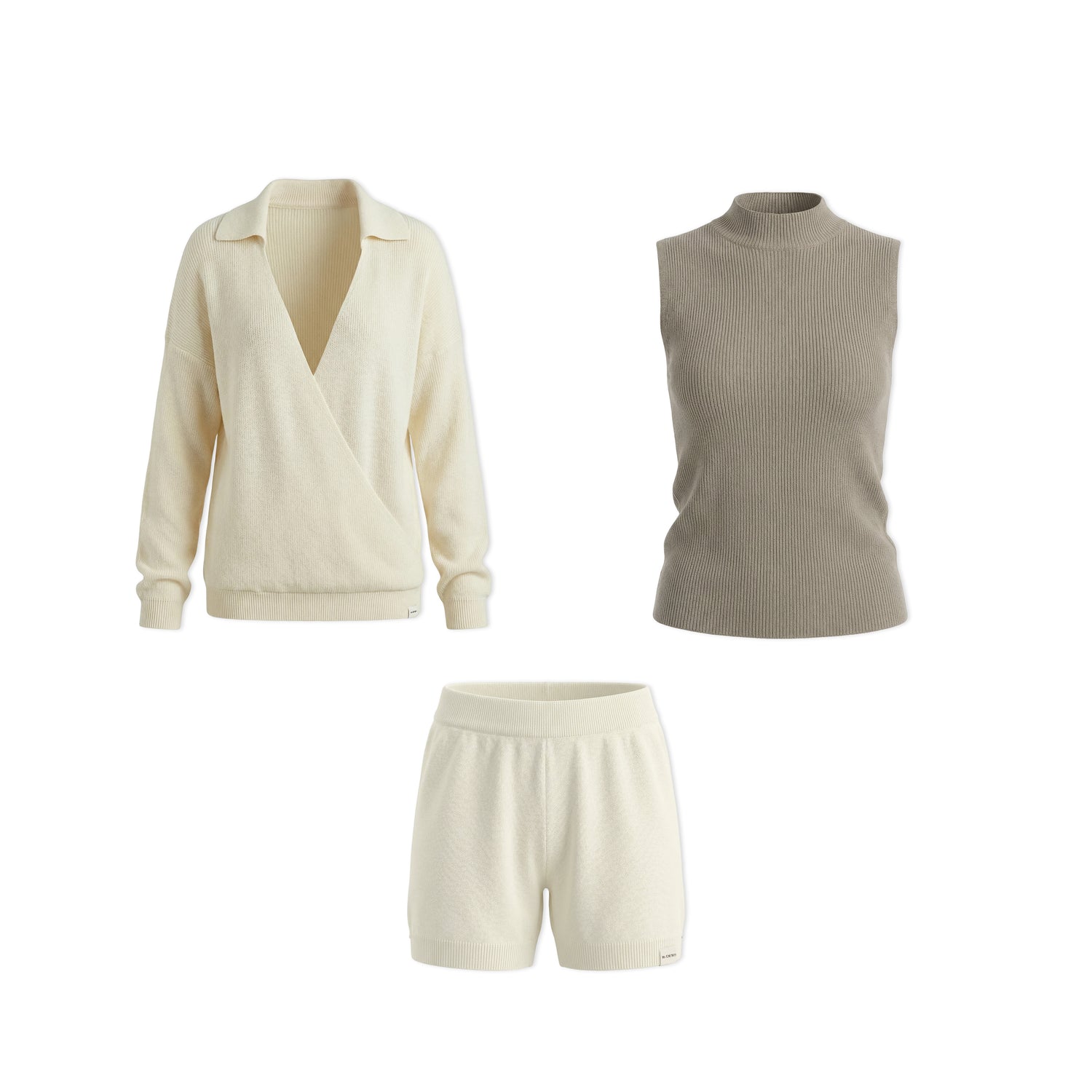 16DEWS 16D26033&amp;16D26034&amp;16D26035 Lazy style knitted vest + V-neck top + shorts