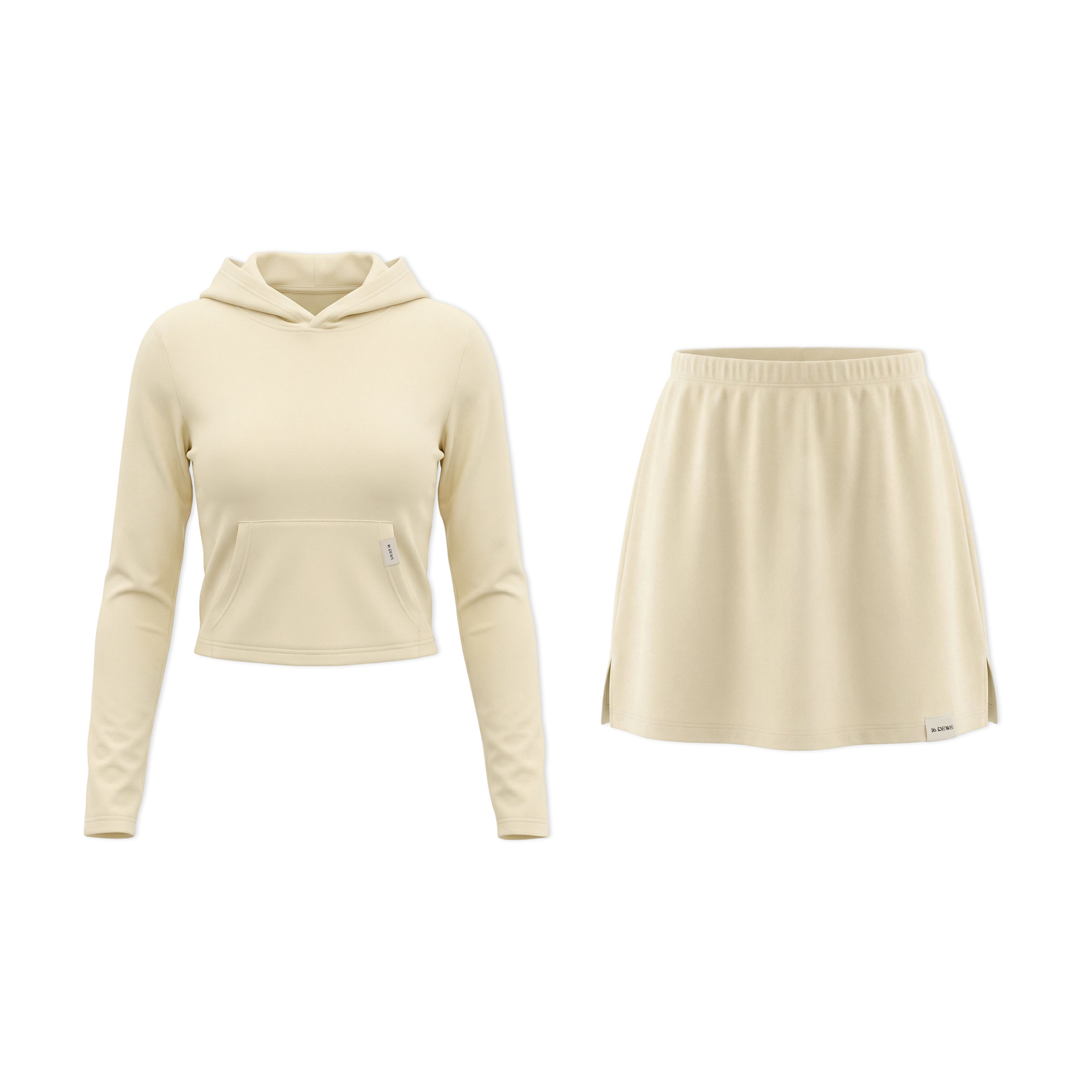 16DEWS 16D26026&amp;16D26027 Hooded short slim fit hoodie+skirt pants