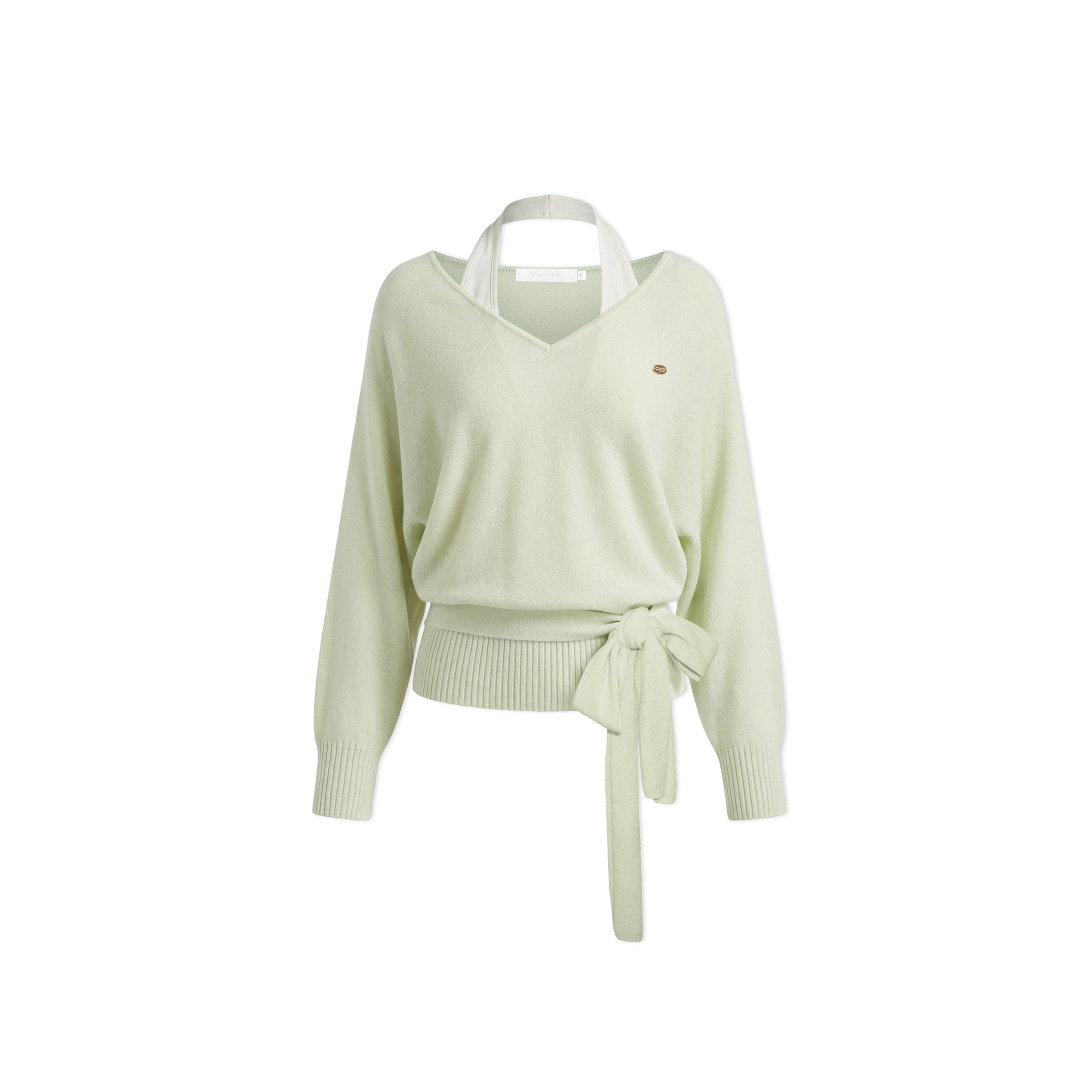 16DEWS 16D26132 V-neck strap waist cinching knitted sweater + vest two-piece set