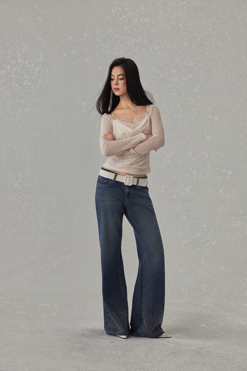 NONCESTNON N259 Rhinestone jeans