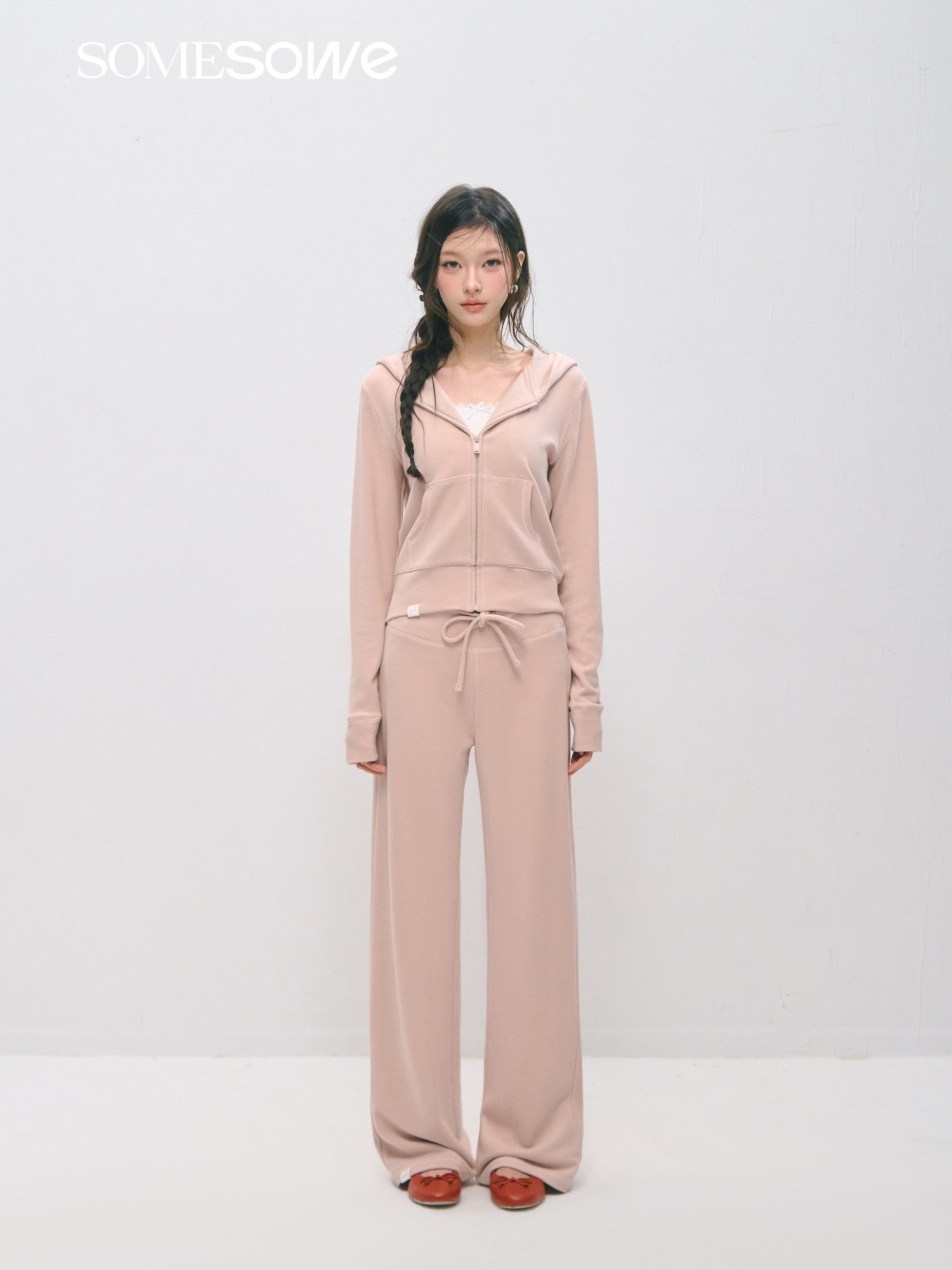 SOMESOWE S2509018&amp;S2509019 Cloud velvet soft hooded sweatshirt + pants set