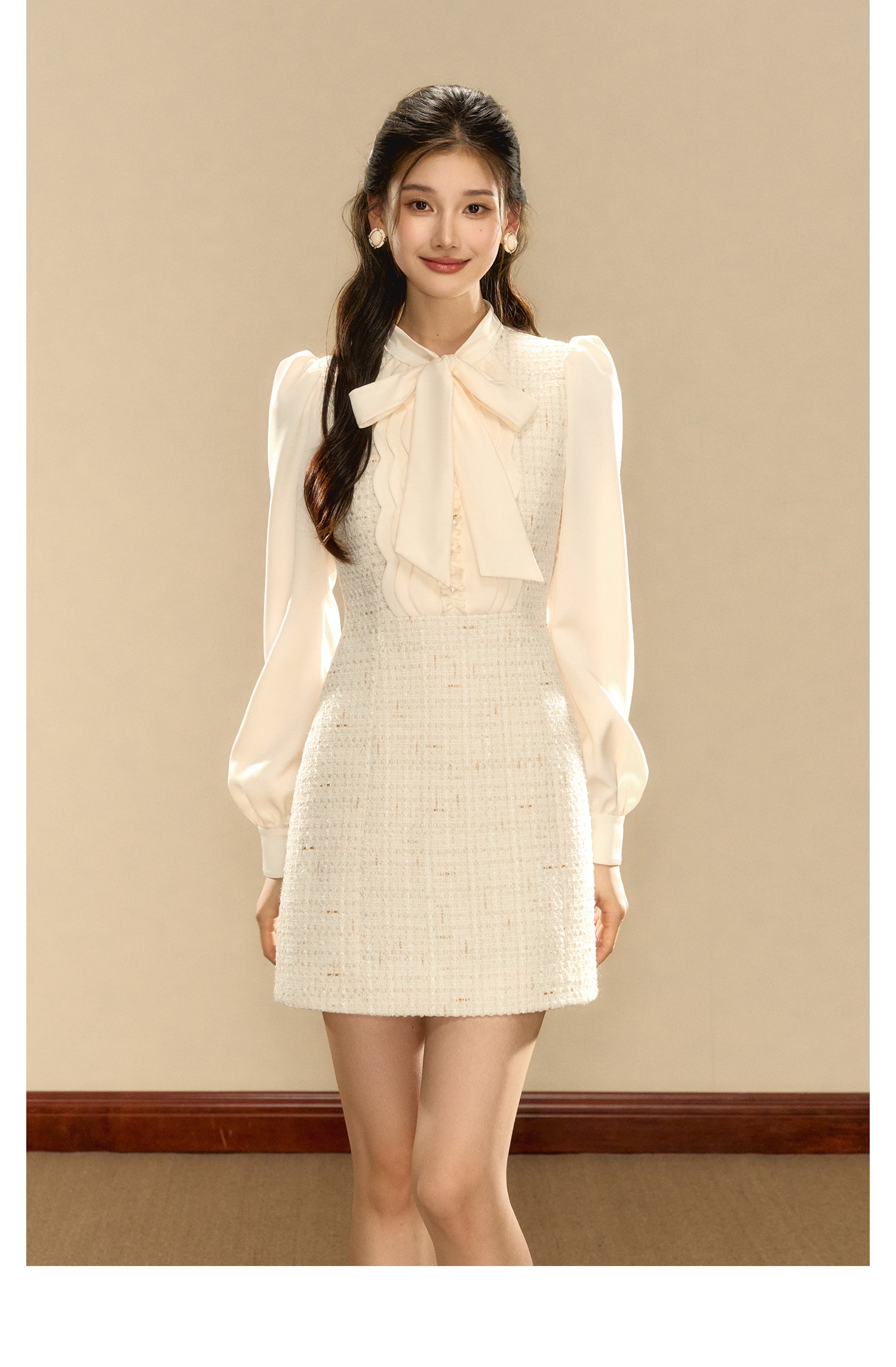 OShea 4D01L988 White Tweed Mini Dress