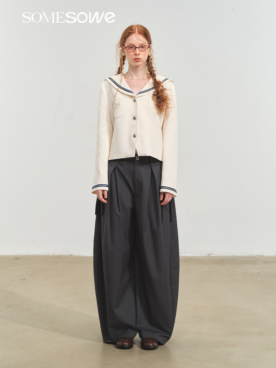 SOMESOWE S2508204 Sailing style embroidered tweed short jacket