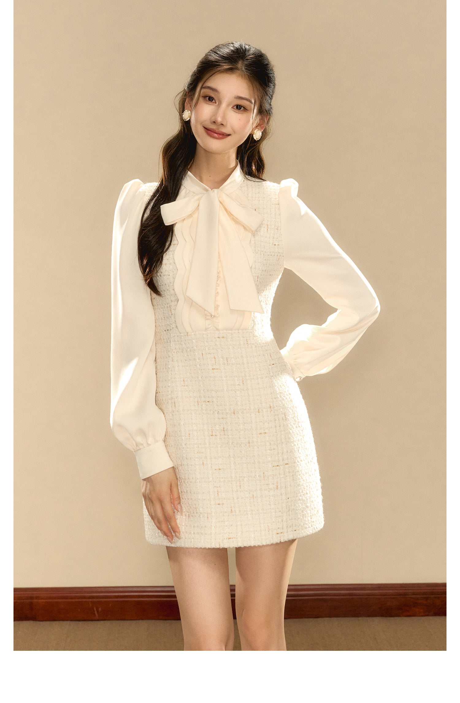 OShea 4D01L988 White Tweed Mini Dress