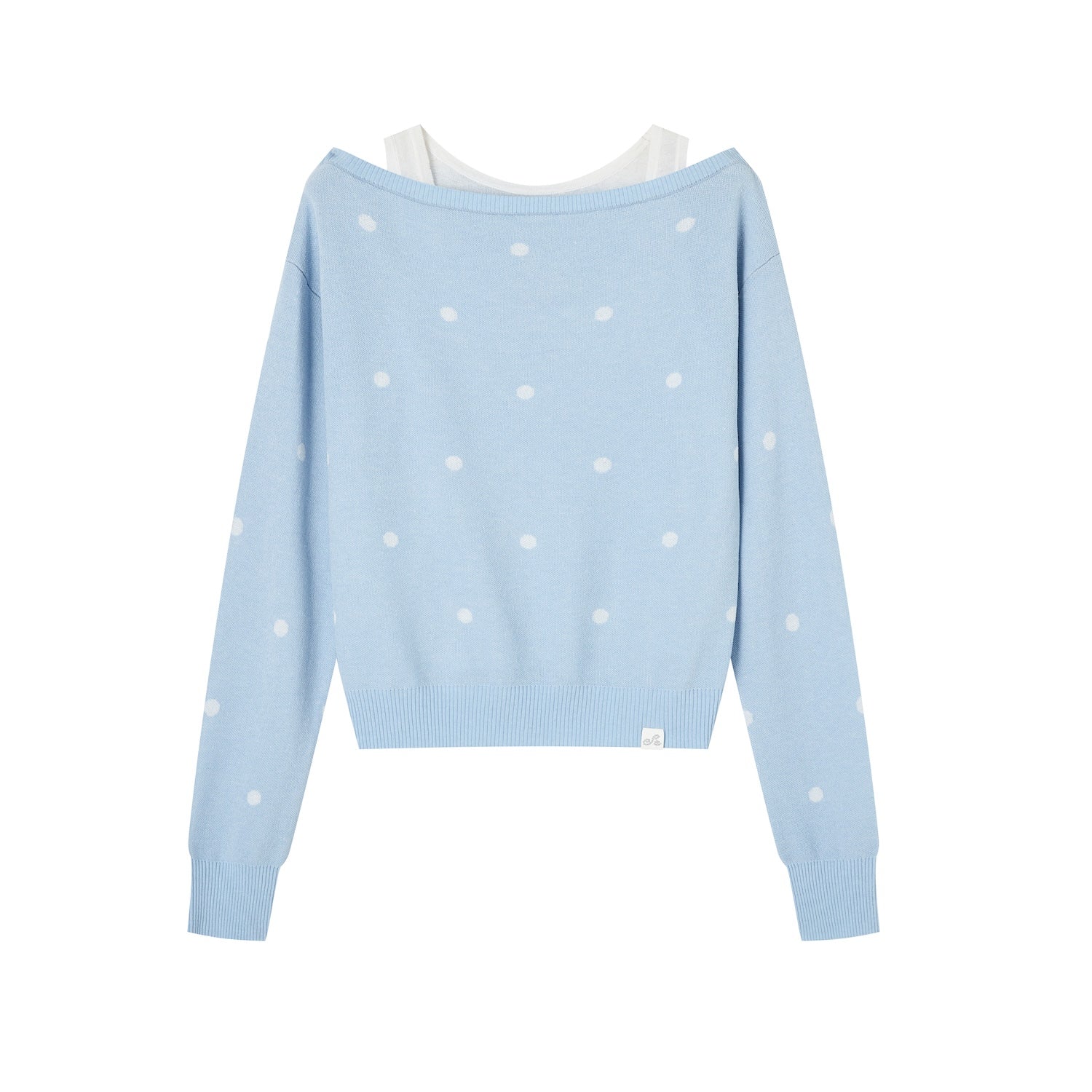 SOMESOWE S2509024 One shoulder polka dot fake two sweaters