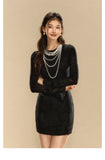 OShea 4D01L1032 Pearl Black Knit Dress