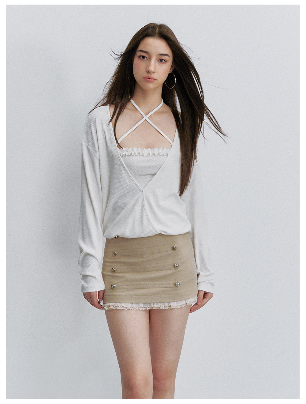 VIA PITTI VIACTP6206 Faux-Layer Cross-Strap Top
