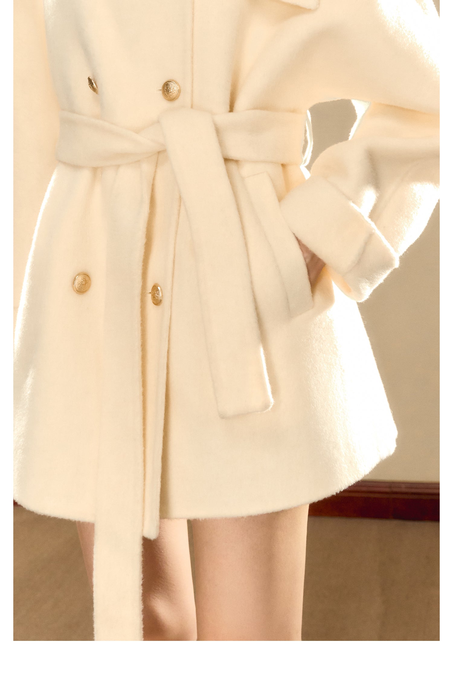 OShea 4D01D1036 Lapel Midi Coat-white