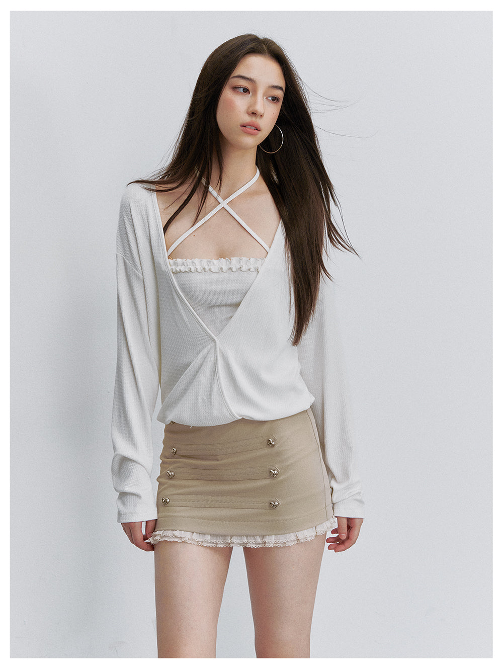 VIA PITTI VIACTP6206 Faux-Layer Cross-Strap Top
