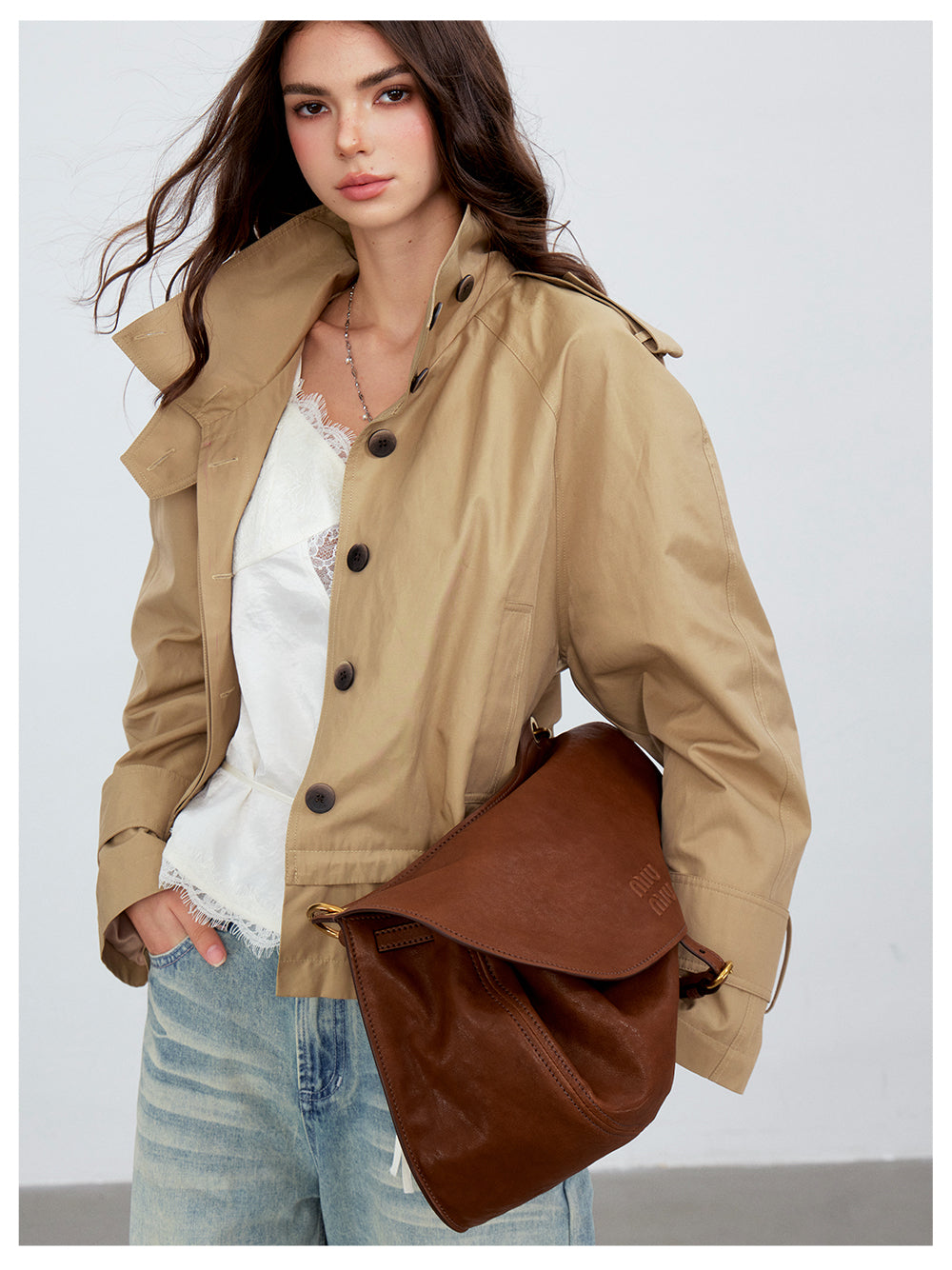 VIA PITTI VIACC6204 Stand-Collar Drawstring Coat