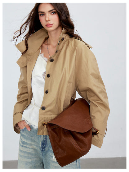 VIA PITTI VIACC6204 Stand-Collar Drawstring Coat