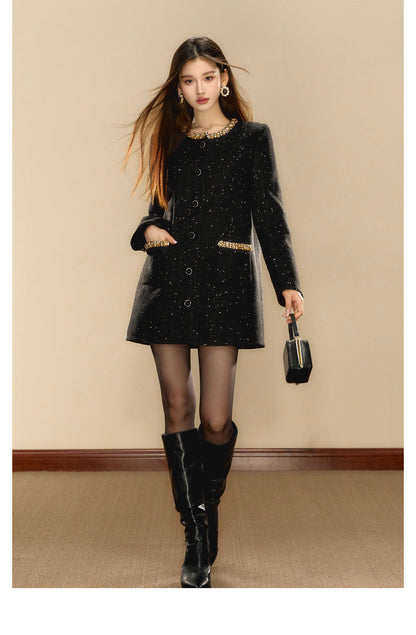 OShea 4C01Q773 Diomanted Black Tweed Coat